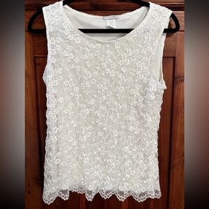 90s East 5th women’s white lace sleeveless blouse size L NWOT